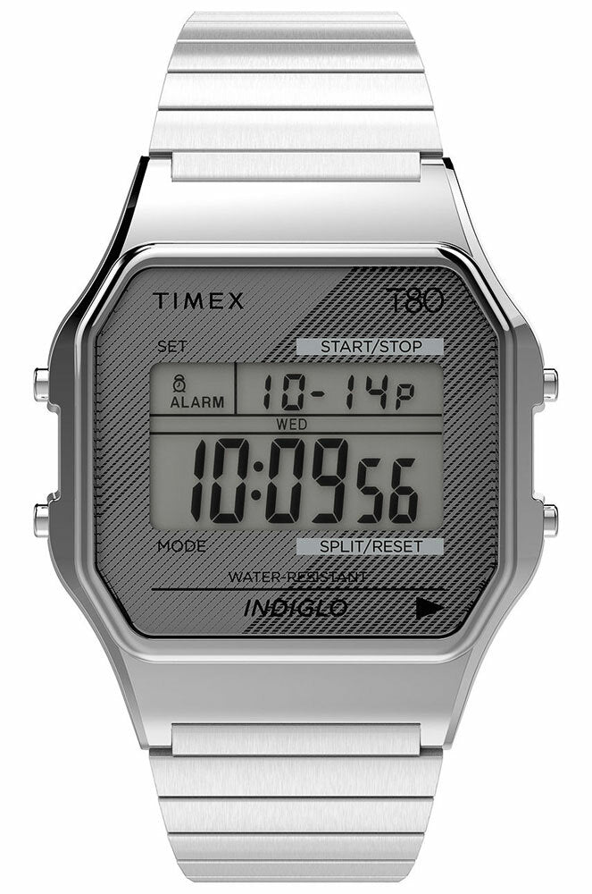 Timex T80 Silver Stainless Steel Expansion Band Watch