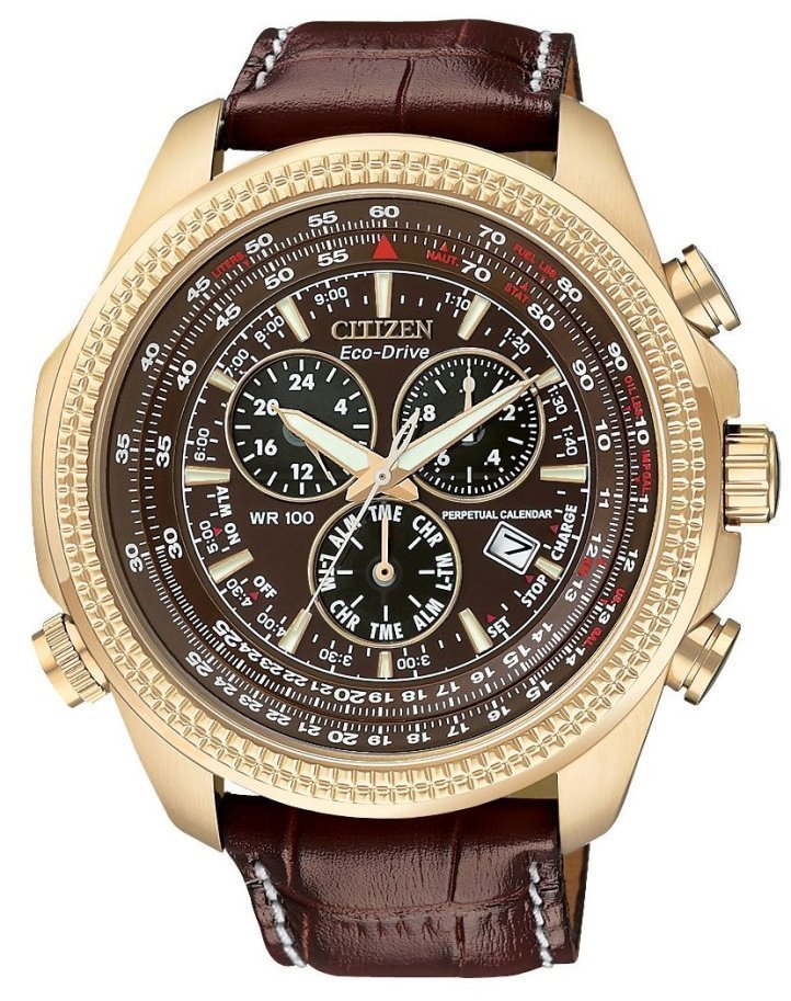Citizen Eco Drive Gold-Tone Chrono Leather Band Bl5403-03X -  Mens Watch