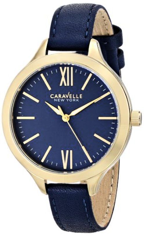 Bulova Caravelle New York 44L153 Stainless Steel  With Blue Leather  Band Womens Watch