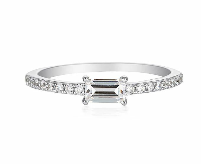 Georgini Mika Baguette Ring Silver Size 10