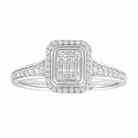 Cluster Ring With 0.33Ct Diamond  In 9K White Gold