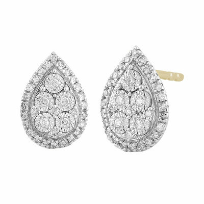 Pear Stud Earrings With 0.2Ct Diamond In 9K Yellow Gold
