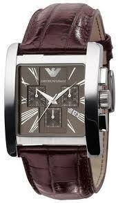 Armani  Emporio Quartz, Brown Dial With Brown Embossed Leather Band Ar0185 - Mens Watch