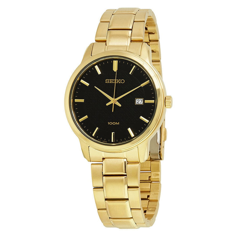 Seiko Neo Classic Black Dial Gold Tone Stainless Steel Mens Watch Watch Direct