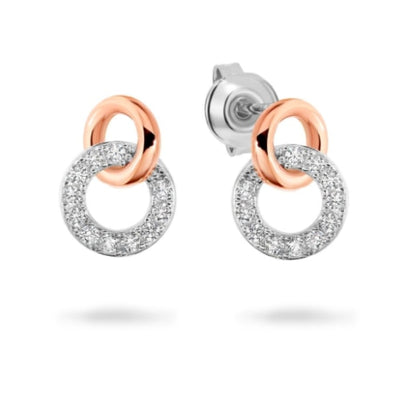 Georgini Bianca 2 Tone Earrings Rose Gold Silver