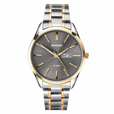 Sekonda Silver/Gold Case Grey Dial Mens Watch