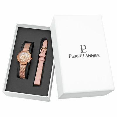 Pierre Lannier La Petite Cristal Rose Gold Pink  Dial + Pink Strap Set