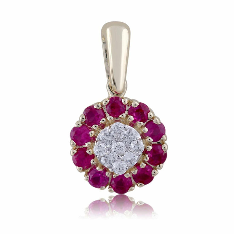Ruby Pendant With Diamonds In 9K Yellow Gold