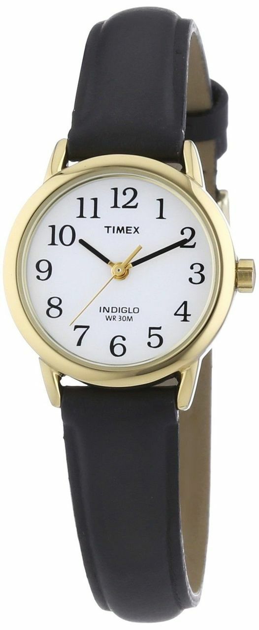 Timex T20433 "Easy Reader" Gold-Tone And Black Leather Womens Watch