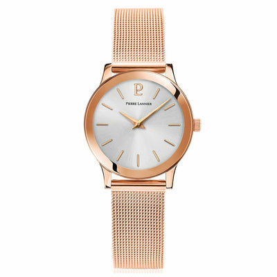 Pierre Lannier Pure Rose Gold Silver/Rose Gold Mesh 28mm 