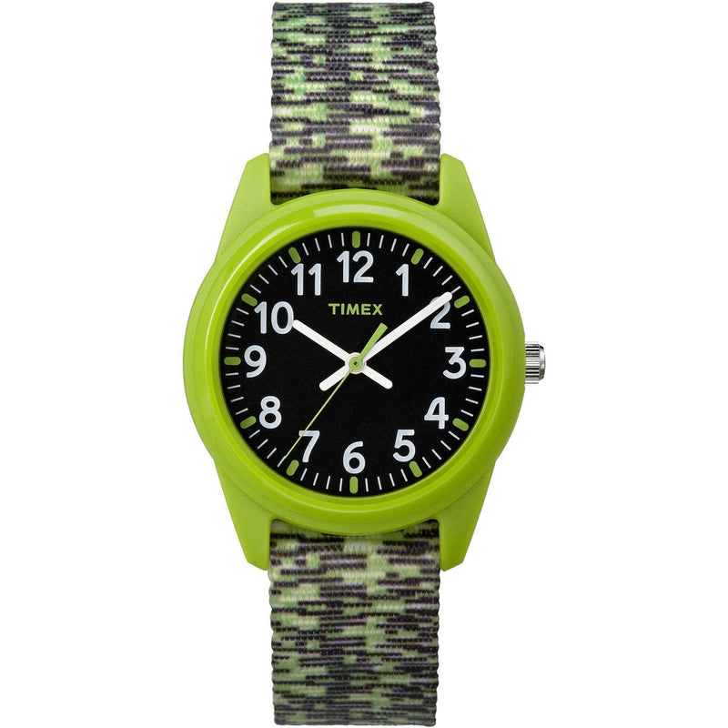Timex Boys Tw7C11900 Time Machines Green/Black Sport Elastic Fabric Strap Kid'S Watch