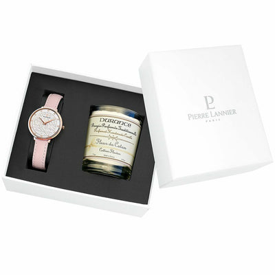 Pierre Lannier Eolia Rose Gold White/Pink Leather + Durance Candle Set 