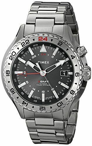 Timex T2P424Dh Intelligent Quartz 3-Gmt Stainless Steel Mens Watch