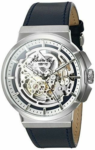 Kenneth Cole New York 'Automatic' Automatic Stainless Steel And Blue Leather Dress Mens Watch