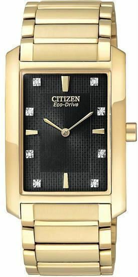 Citizen Eco-Drive Black Dial With Diamonds Mens Watch