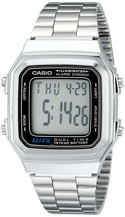 Casio Digital Stainless Steel Alarm Chrono Dual Time A178Wa-1Adf A178Wa-1A Mens Watch