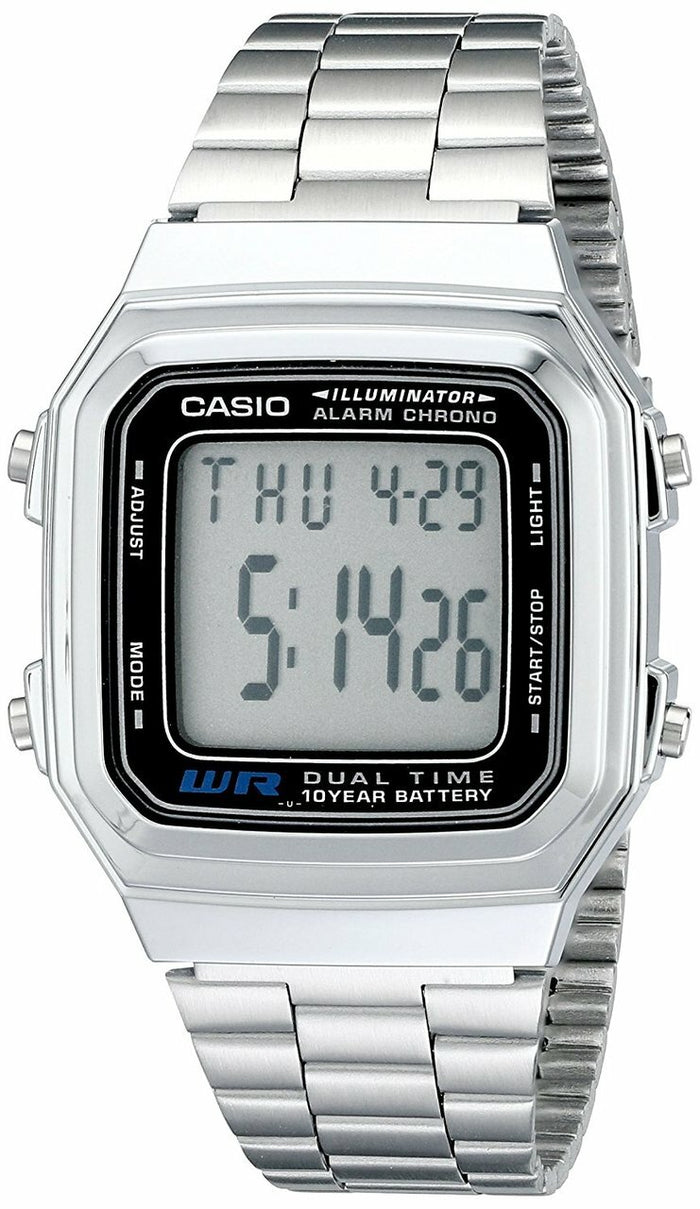 Casio Digital Stainless Steel Alarm Chrono Dual Time A178Wa 1Adf A178W Watch Direct