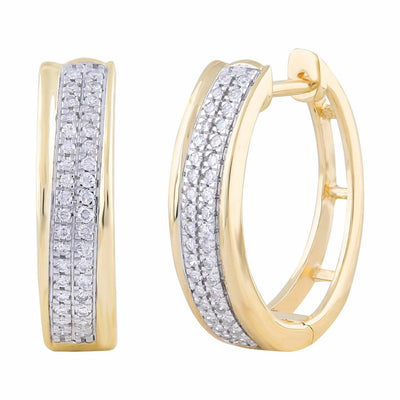 Huggie Earrings With 0.2Ct Diamonds In 9K Yellow Gold