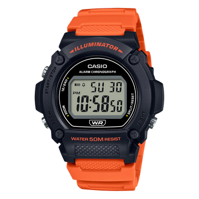 Casio Digital Orange Resin Band Watch W219H-4A