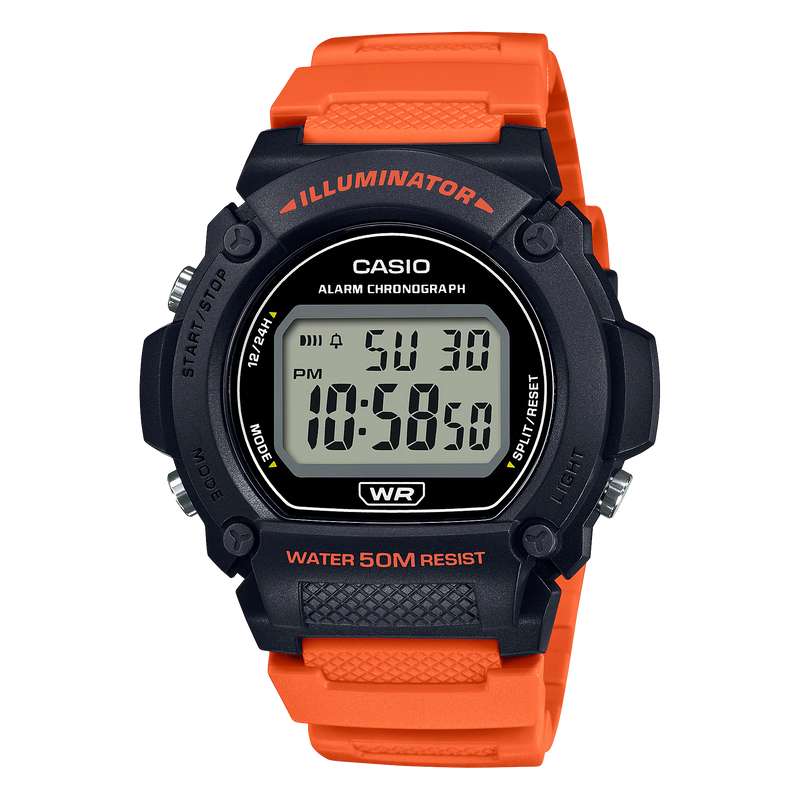 Casio Digital Orange Resin Band Watch W219H-4A