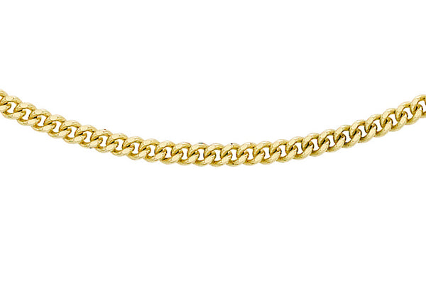 9K Yellow Gold Solid Diamond Cut Curb Chain 40cm