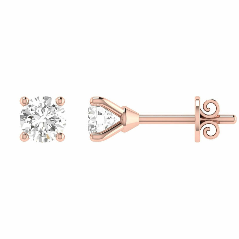 Diamond Stud Earrings With 0.80ct Diamonds In 18K Rose Gold