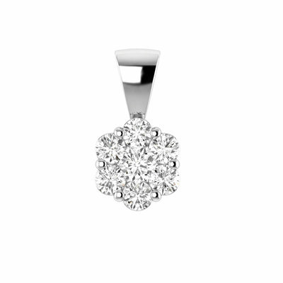 Cluster Diamond Pendant With 1.00ct Diamonds In 9K White Gold