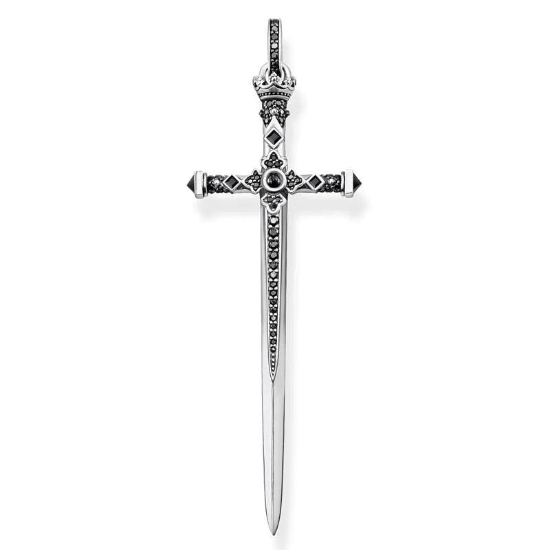 Thomas Sabo Rebel Kingdom Black Cubic Zirconia Sword Pendant