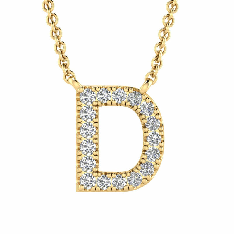 Initial Necklace With 0.06ct Diamonds In 9K Yellow Gold