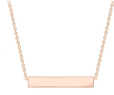 9ct Rose Gold Solid Horizontal Bar Necklace 41+2cm