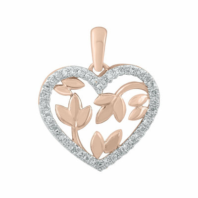 0.12ct Diamond Heart Pendant In 9Ct Rose Gold