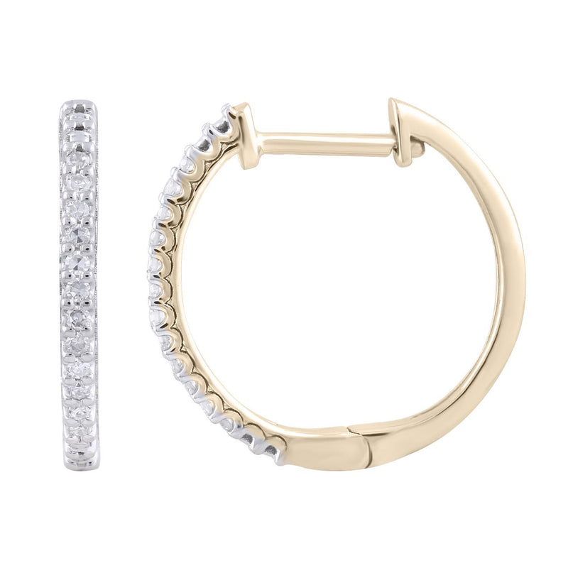 Hoop Earrings With 0.08Ct Diamond In 9K Yellow and White Gold