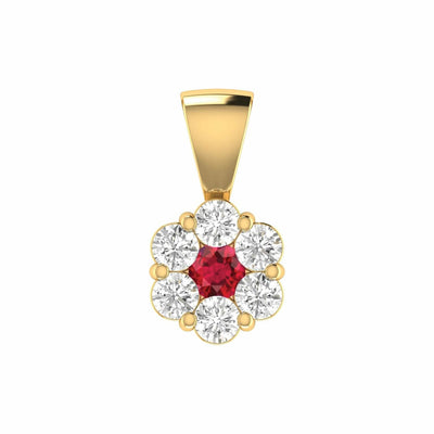 Ruby Diamond Pendant With 0.19ct Diamonds In 9K Yellow Gold