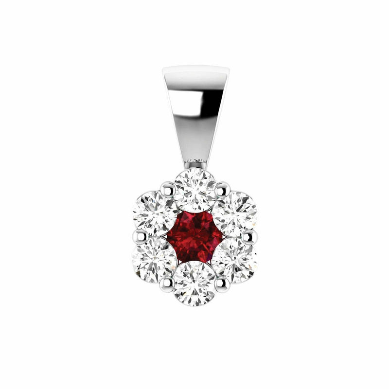 Ruby Diamond Pendant With 0.19ct Diamonds In 9K White Gold