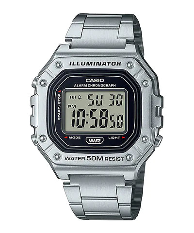 Casio Digital Silver Stainless Steel Watch W218HD-1A