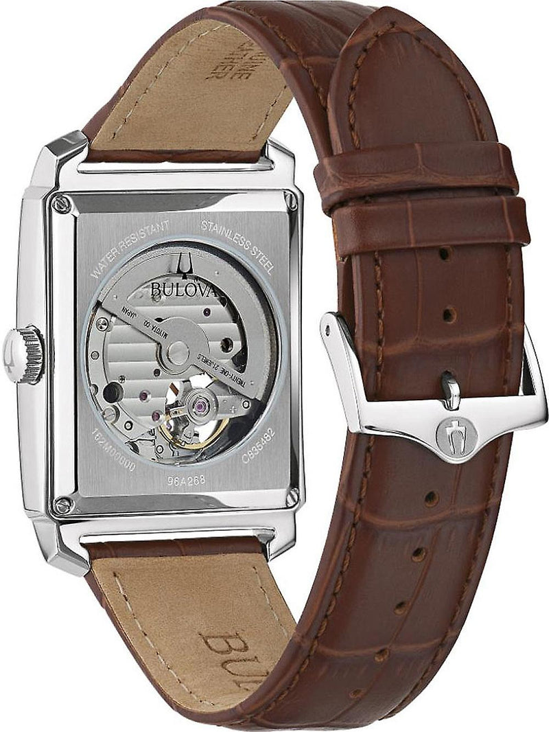 Bulova Sutton Classic Automatic Brown Leather Band Mens Watch 96A268