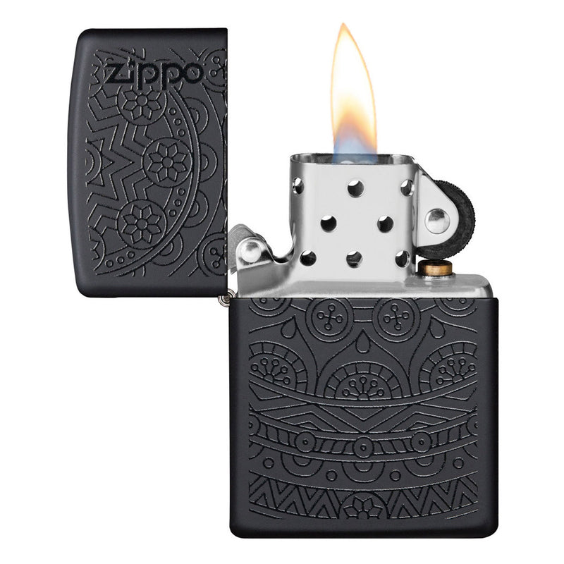 Zippo Swirl Pattern Black Matte Tone On Tone Lighter