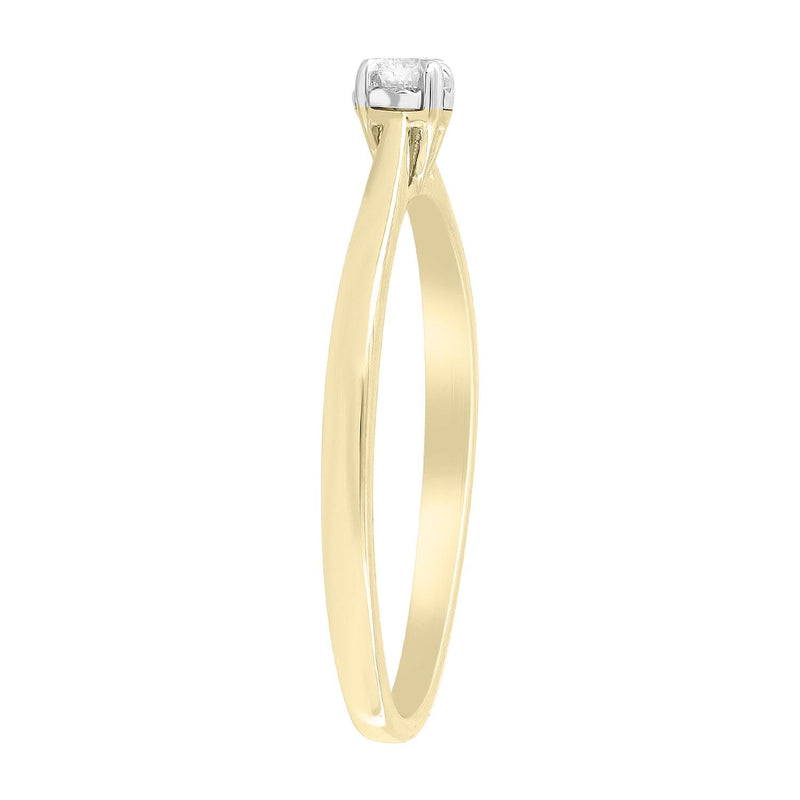 Solitaire Ring with 0.07ct Diamonds in 9K Yellow Gold