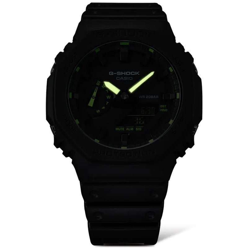 G-Shock Neon Accent Black Resin Band Watch GA2100-1A3