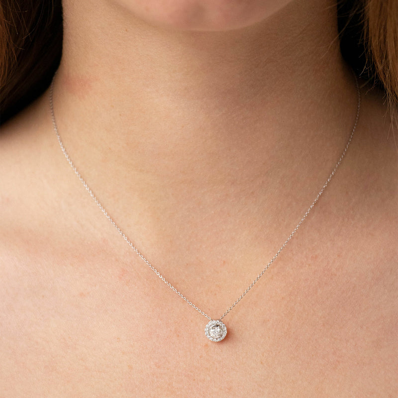 Halo diamond clearance necklace