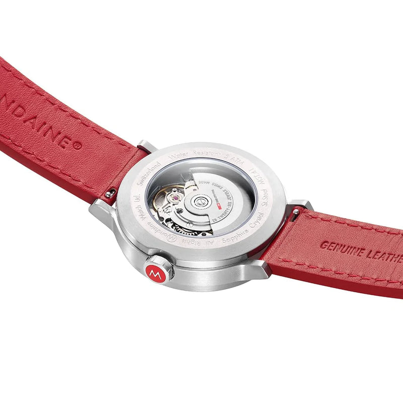 Mondaine Original Red Leather Automatic Watch Watch Direct Australia