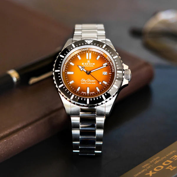Edox Skydiver Automatic Orange Dial  Men's Watch 801203NMODN