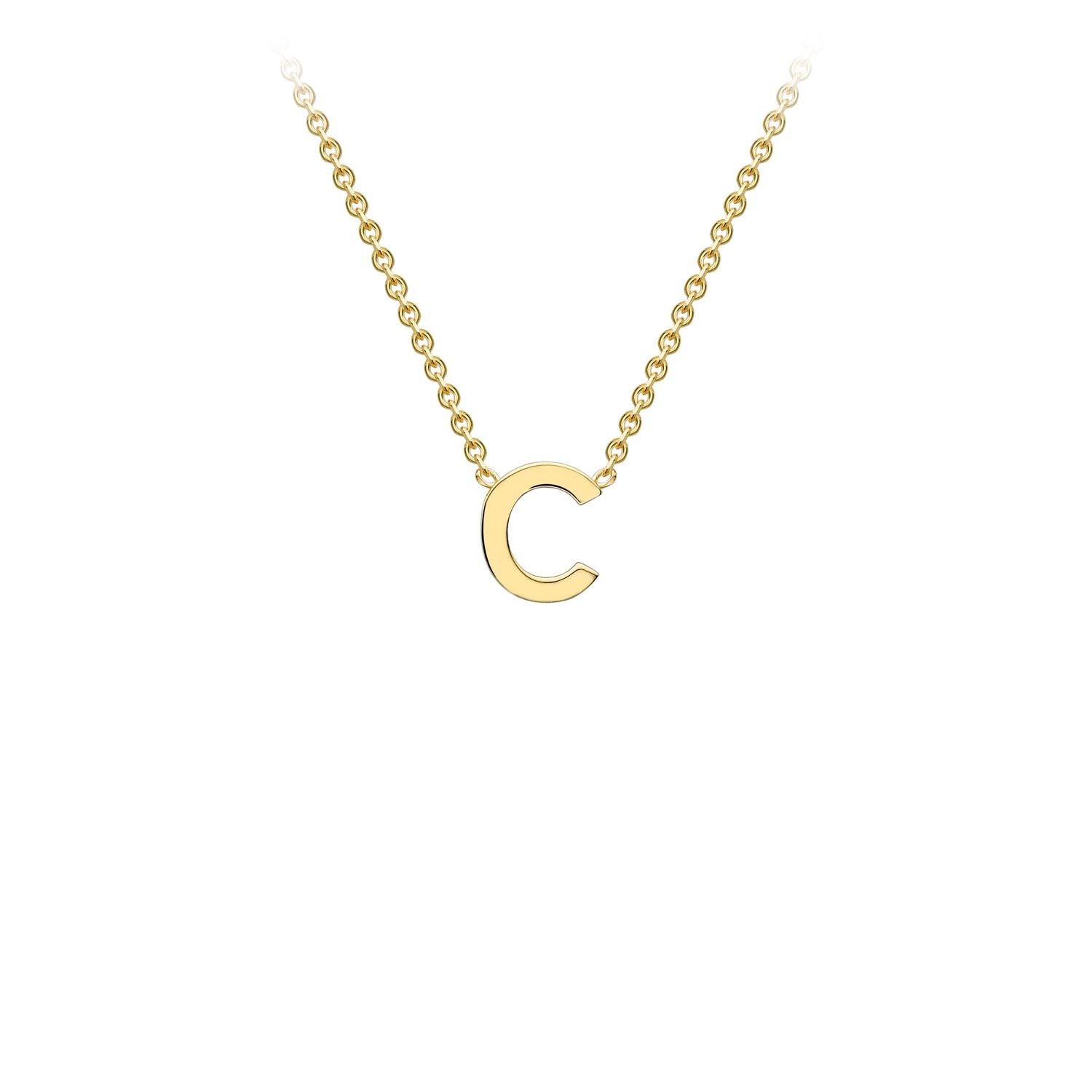 9K Yellow Gold Letter Initial Adjustable Necklace 38cm+5cm