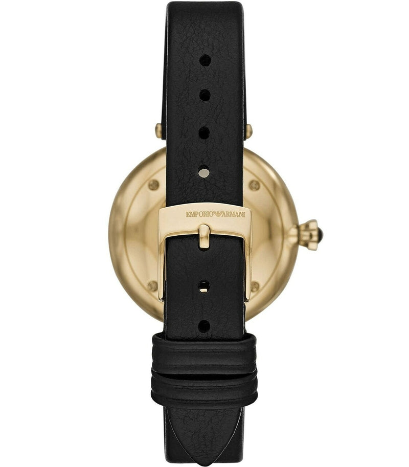 Emporio Armani Arianna Women's Gold Case Black Strap Watch SKU 123456