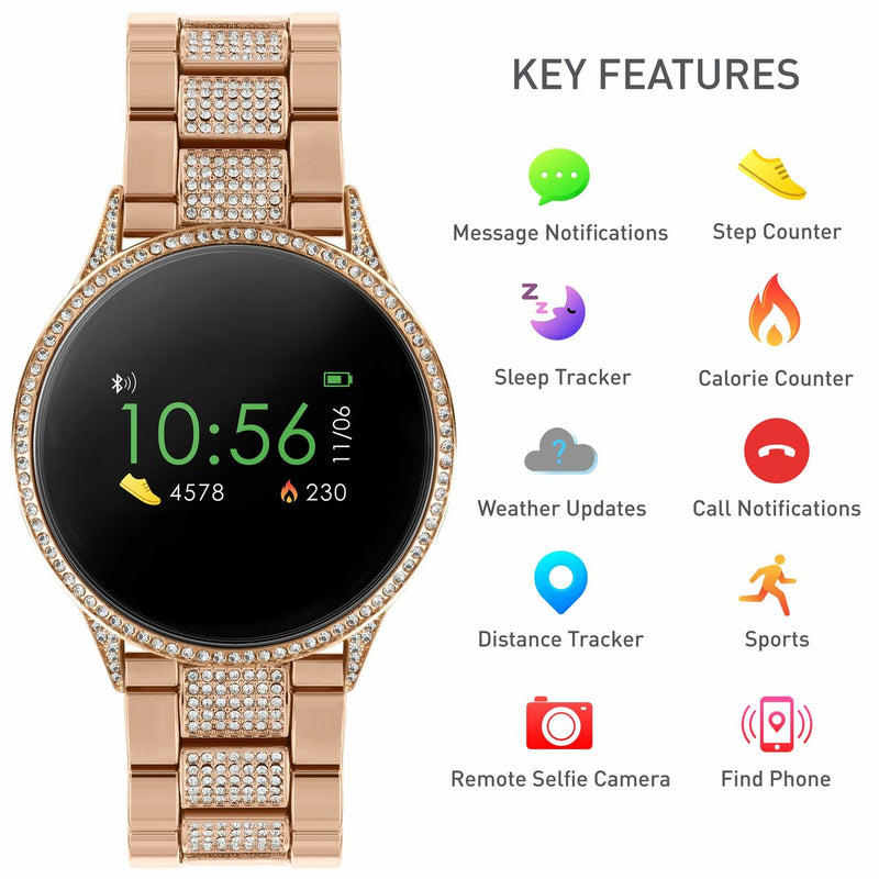 Reflex Active Series 4 Rose Gold Link Crystal Smart Watch RA04-4014