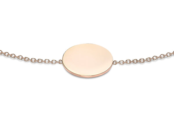 9K Rose Gold Solid Mini Disc Bracelet 18cm+1cm
