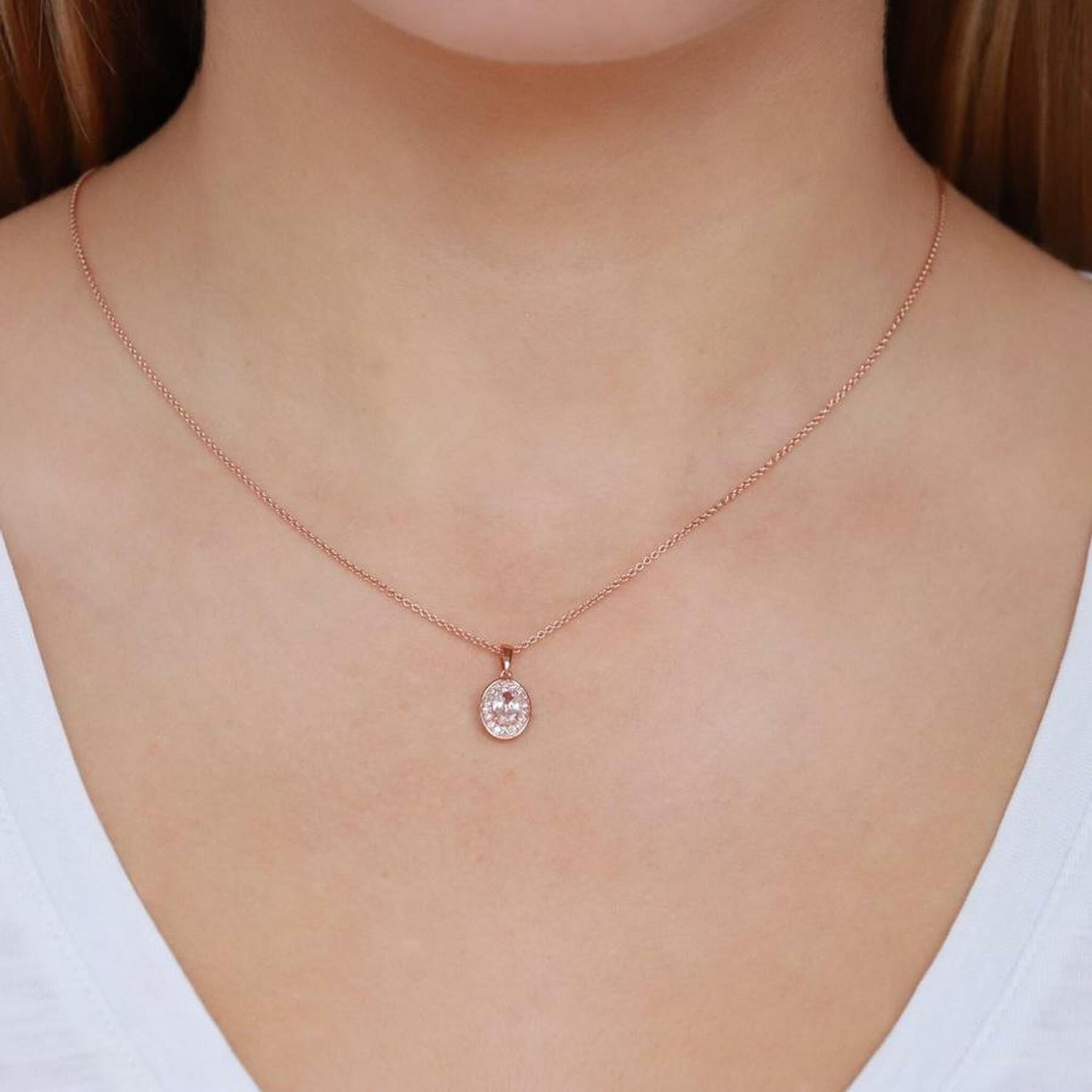 Morganite Pendant With 0.10ct Diamonds In 9K Rose Gold