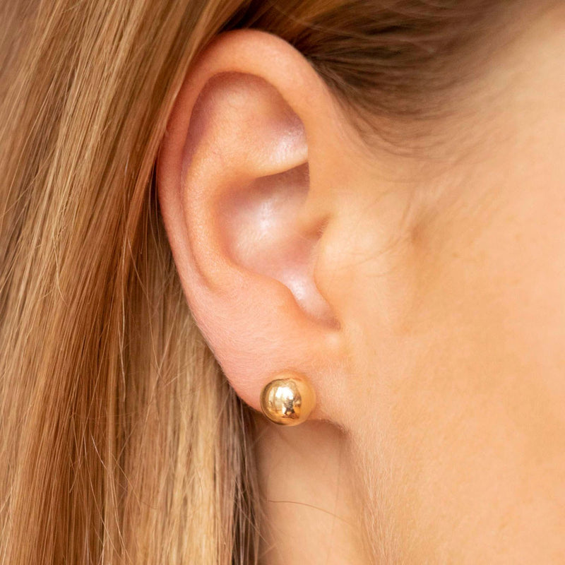 9K Yellow Gold Ball Stud Earrings 8mm