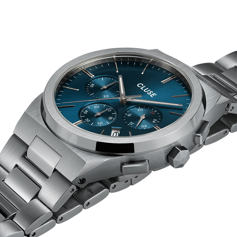 CLUSE Vigoureux Chronograph Blue/Steel Link CW20801