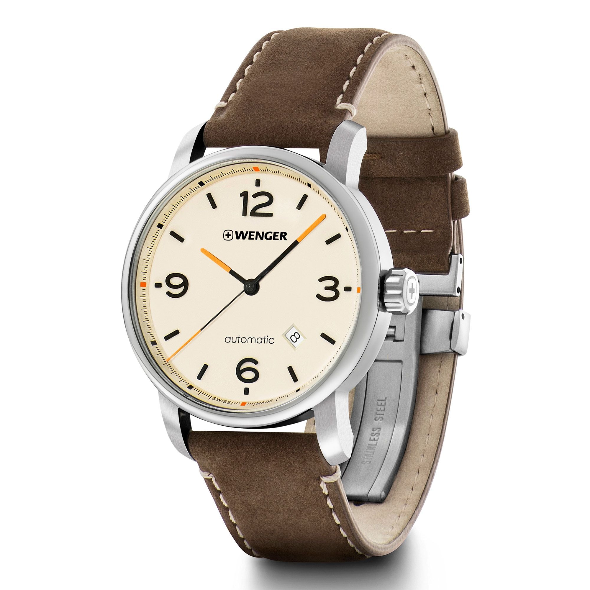 Wenger Urban Metropolitan Automatic Beige Dial Leather Watch 01.1746.101